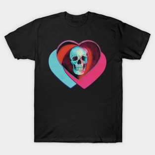 Human skull in heart T-Shirt